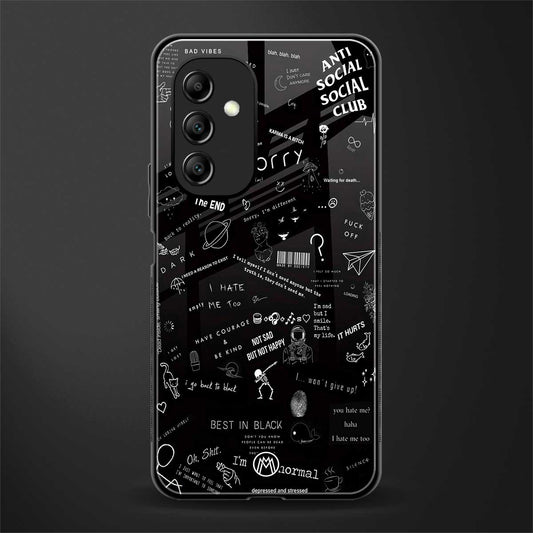 minimalistic black aesthetic collage back phone cover | glass case for samsung galaxy a14 5g