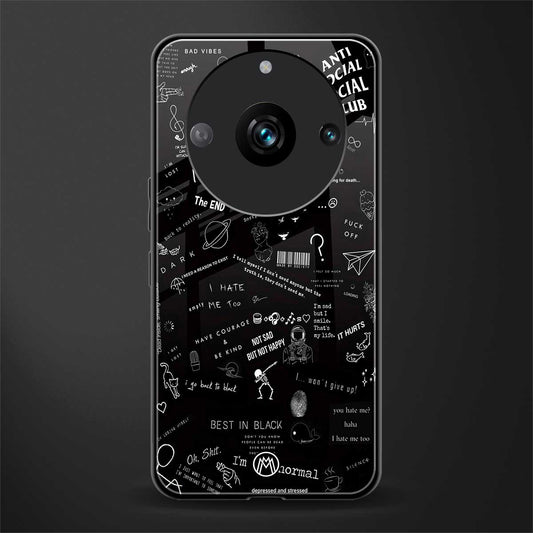 minimalistic black aesthetic collage back phone cover | glass case for realme 11 pro 5g
