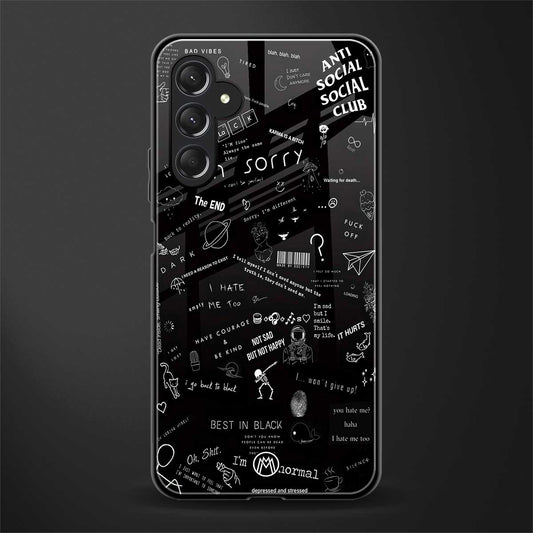 minimalistic black aesthetic collage back phone cover | glass case for samsun galaxy a24 4g