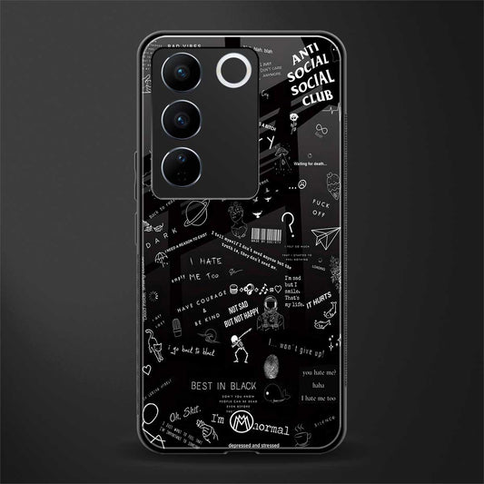 minimalistic black aesthetic collage back phone cover | glass case for vivo v27 pro 5g