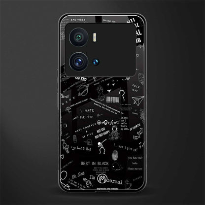 minimalistic black aesthetic collage back phone cover | glass case for iQOO 9 Pro