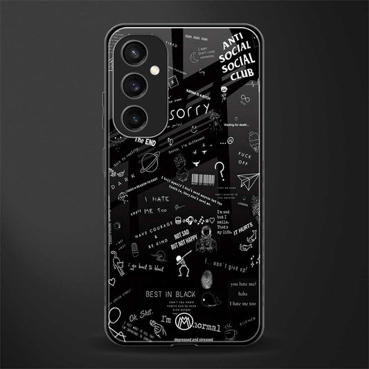 minimalistic black aesthetic collage back phone cover | glass case for samsung galaxy s23 fe 5g