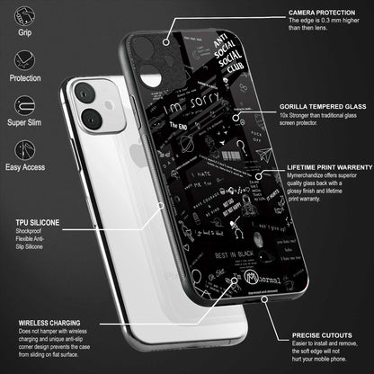 minimalistic black aesthetic collage back phone cover | glass case for vivo t1 44w 4g