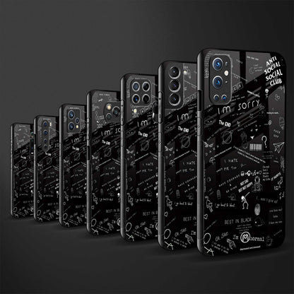 minimalistic black aesthetic collage back phone cover | glass case for vivo t1 44w 4g