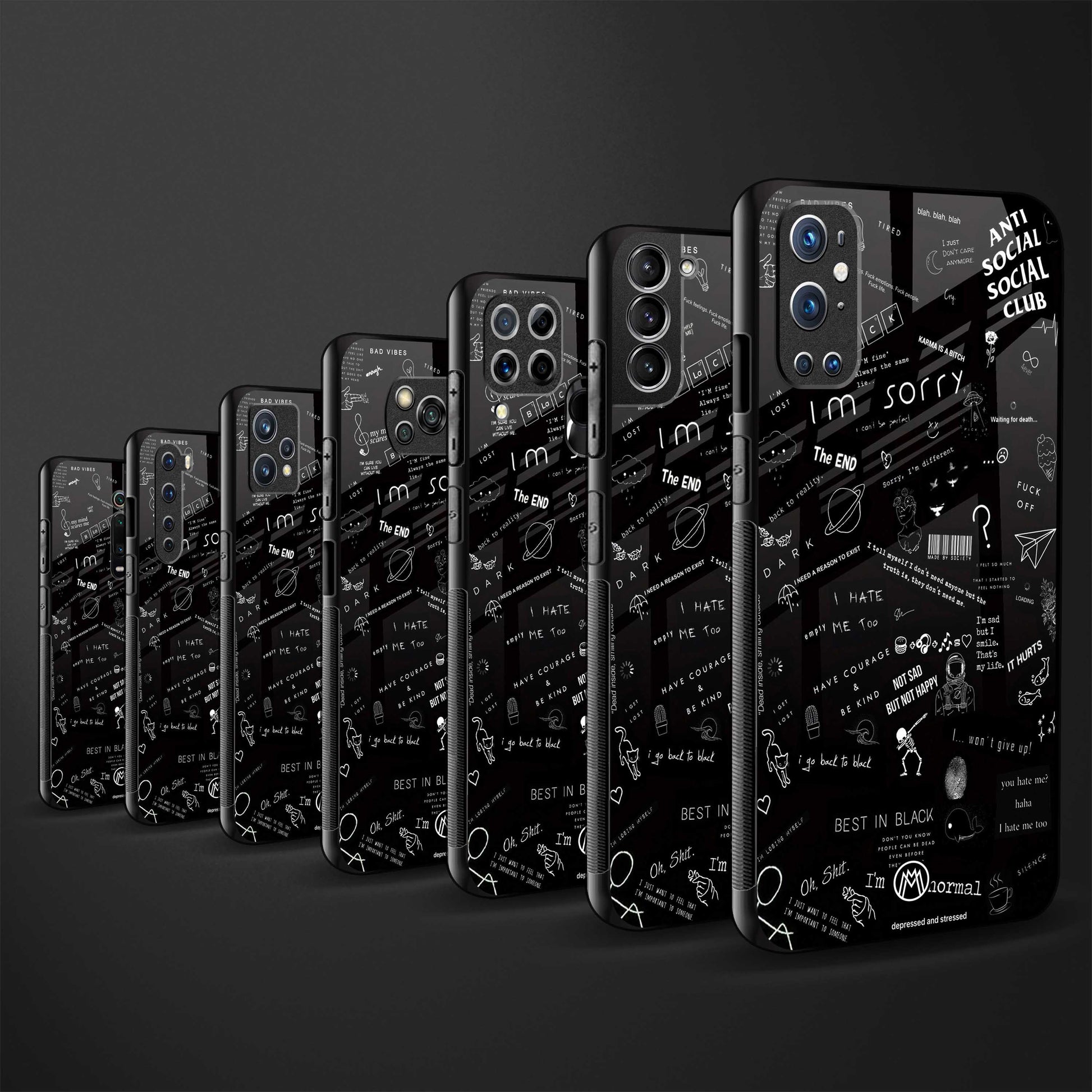 minimalistic black aesthetic collage back phone cover | glass case for iQOO 9 Pro