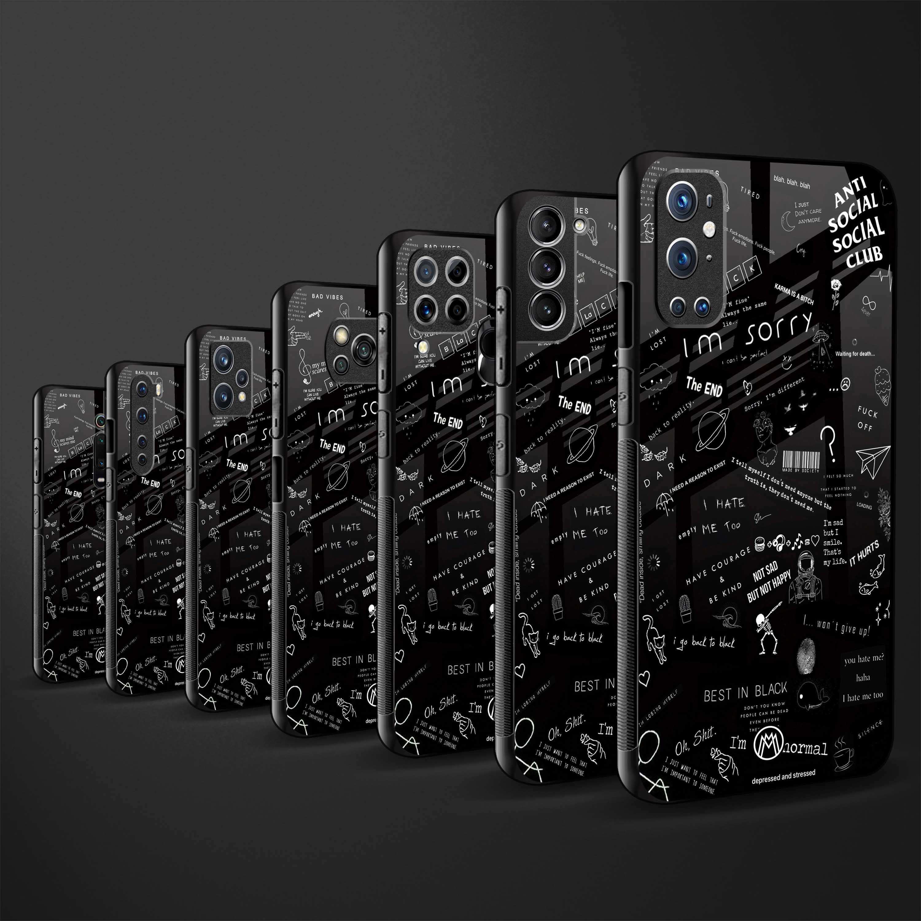 minimalistic black aesthetic collage back phone cover | glass case for samsung galaxy f42