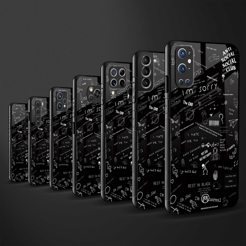 minimalistic black aesthetic collage back phone cover | glass case for samsung galaxy a13 4g