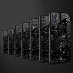 minimalistic black aesthetic collage back phone cover | glass case for vivo y35 4g
