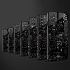 minimalistic black aesthetic collage back phone cover | glass case for oneplus 11r