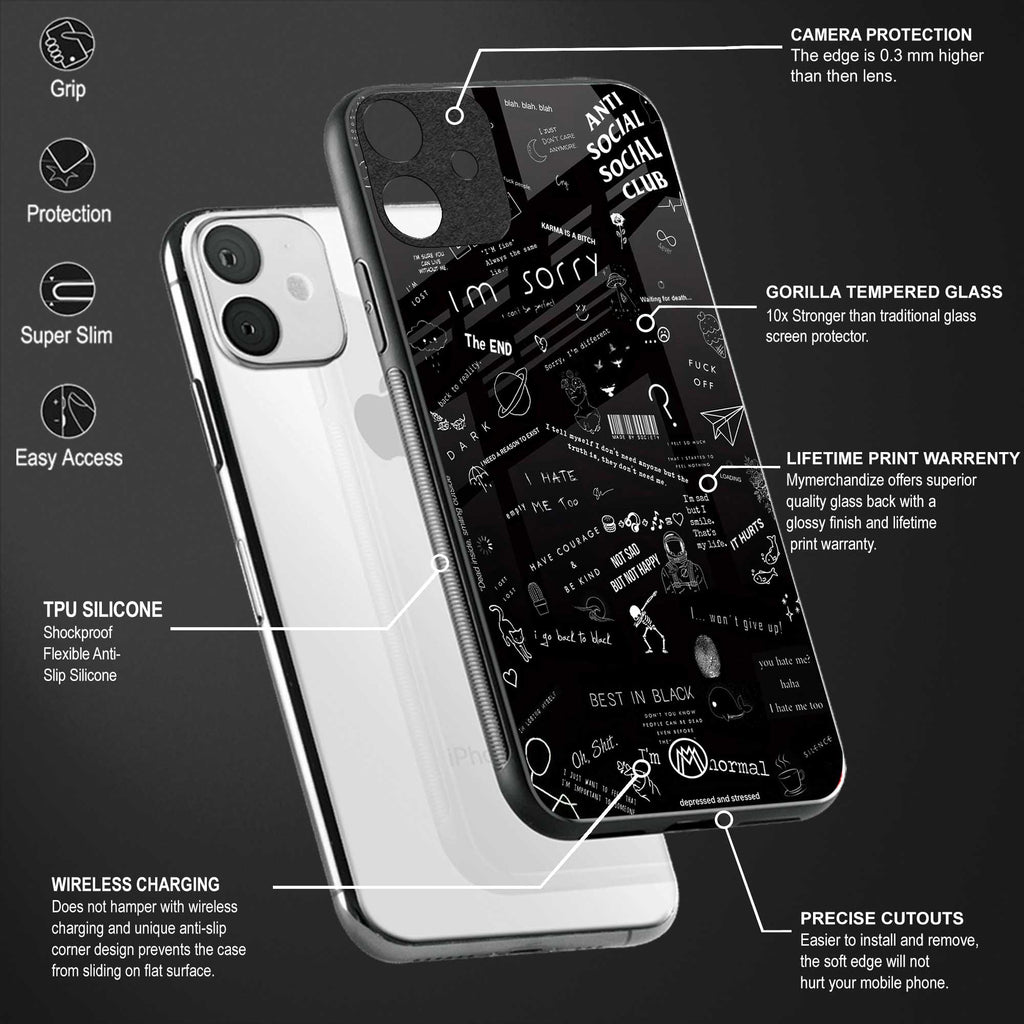 minimalistic black aesthetic collage back phone cover | glass case for samsung galaxy m33 5g