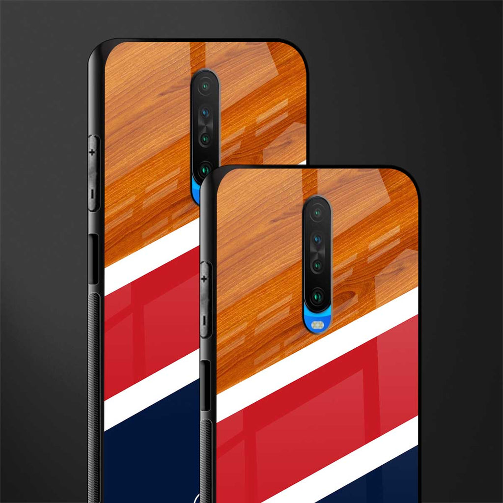 minimalistic wooden pattern glass case for poco x2 image-2