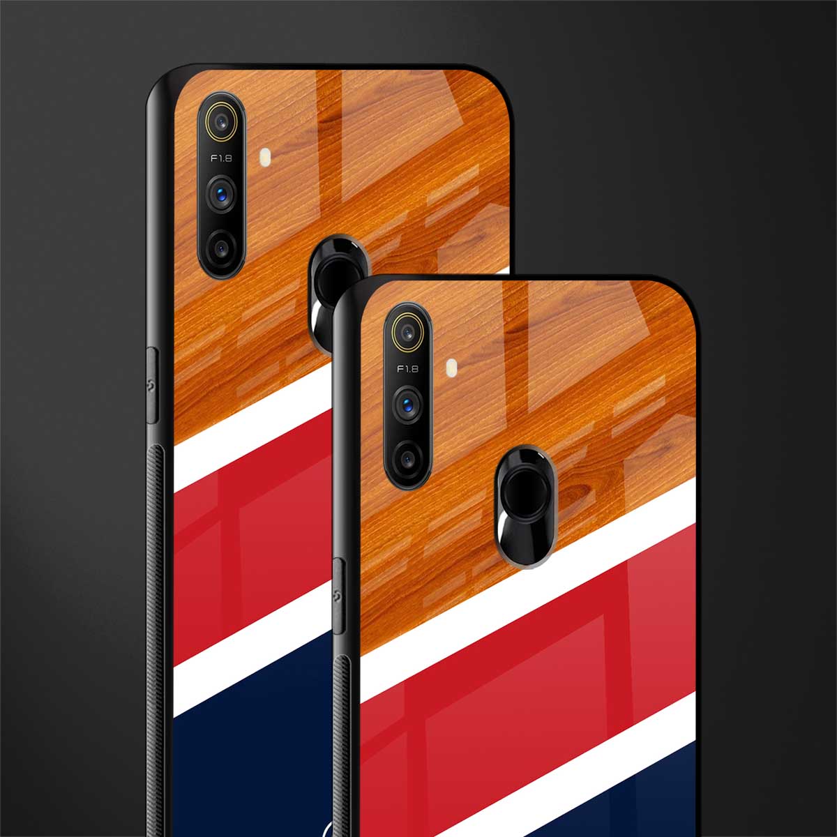 minimalistic wooden pattern glass case for realme narzo 20a image-2