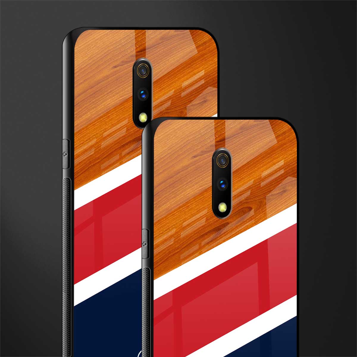 minimalistic wooden pattern glass case for realme x image-2
