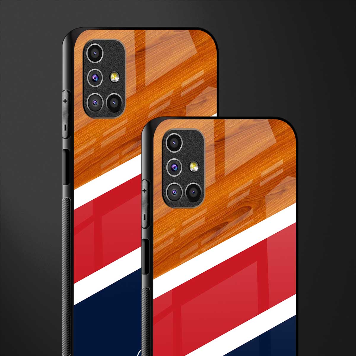 minimalistic wooden pattern glass case for samsung galaxy m51 image-2