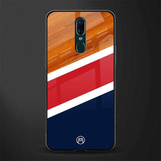 minimalistic wooden pattern glass case for oppo a9 image