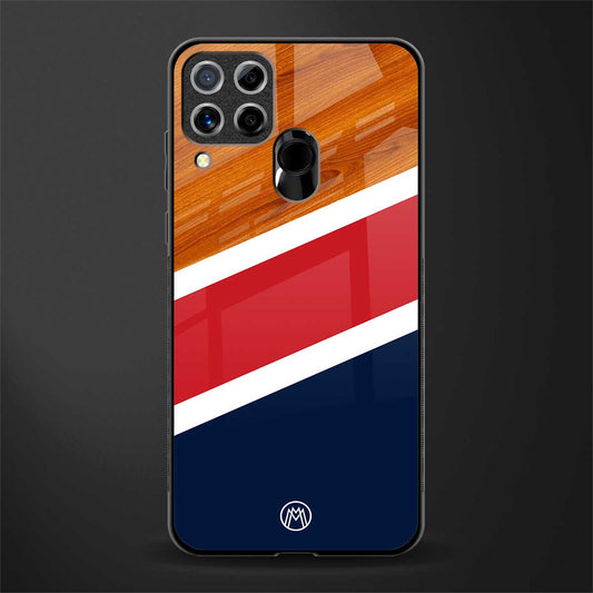 minimalistic wooden pattern glass case for realme c15 image
