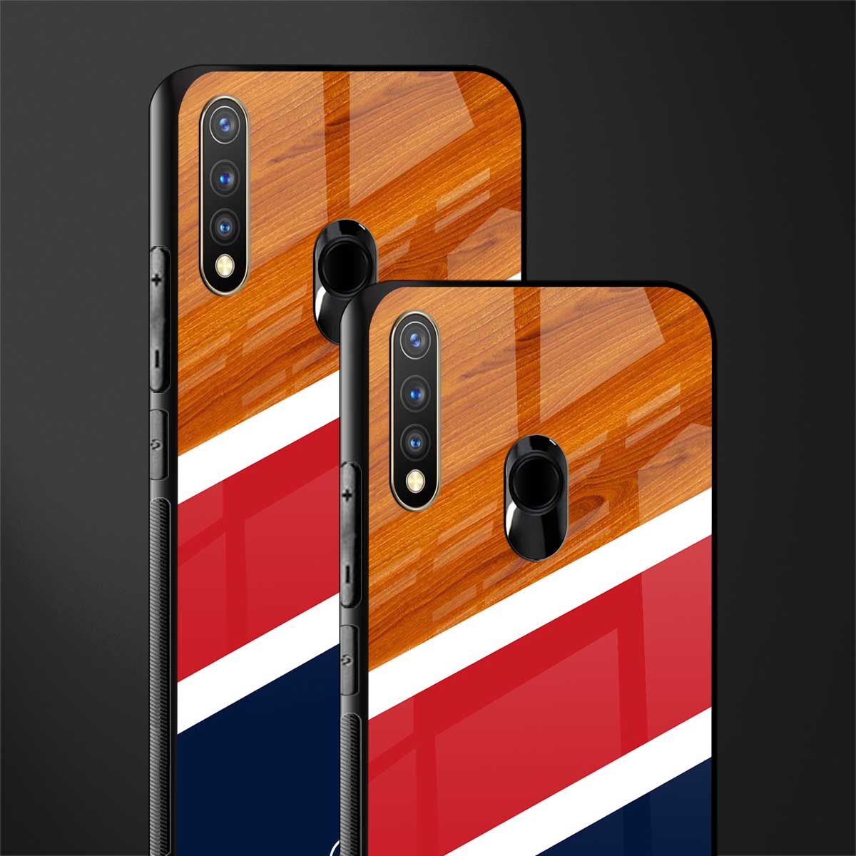 minimalistic wooden pattern glass case for vivo u20 image-2