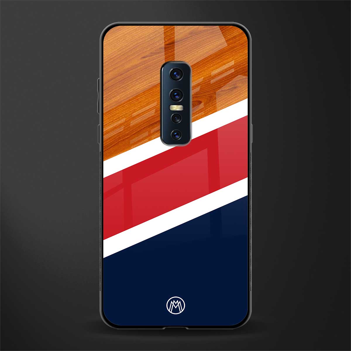 minimalistic wooden pattern glass case for vivo v17 pro image