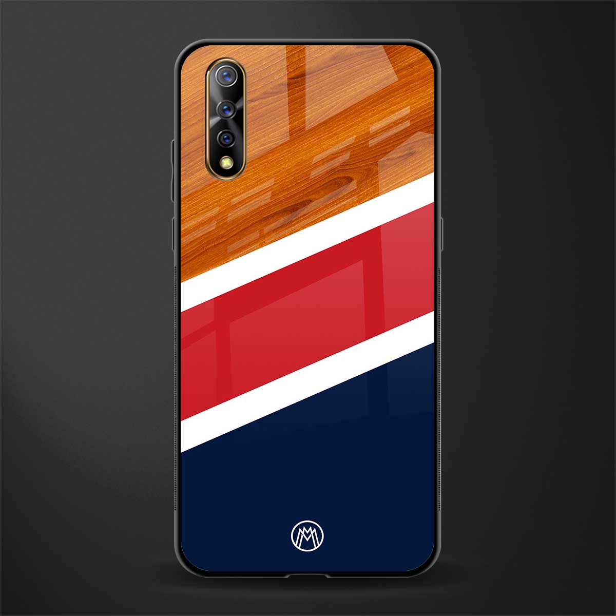 minimalistic wooden pattern glass case for vivo z1x image