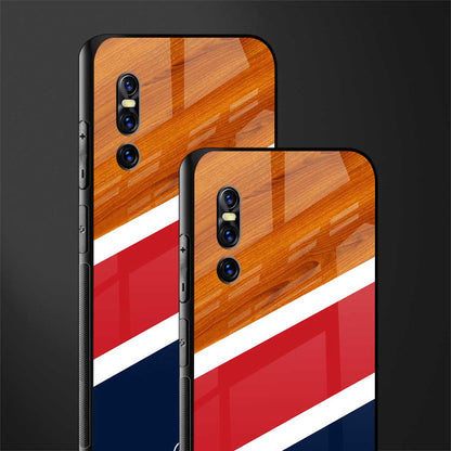 minimalistic wooden pattern glass case for vivo v15 pro image-2