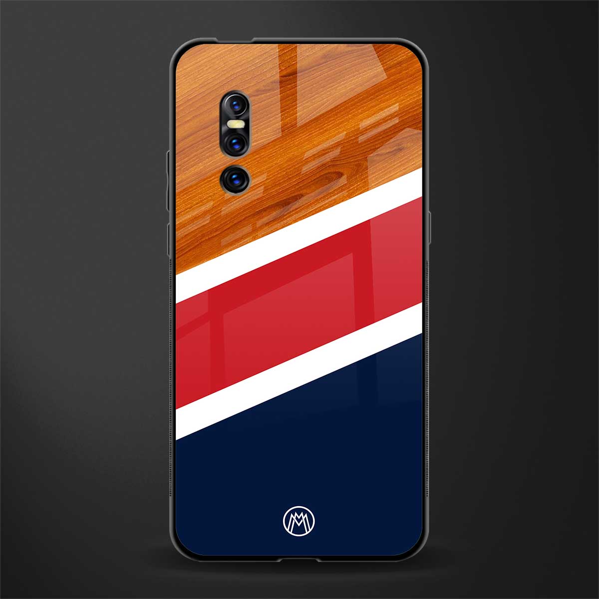 minimalistic wooden pattern glass case for vivo v15 pro image