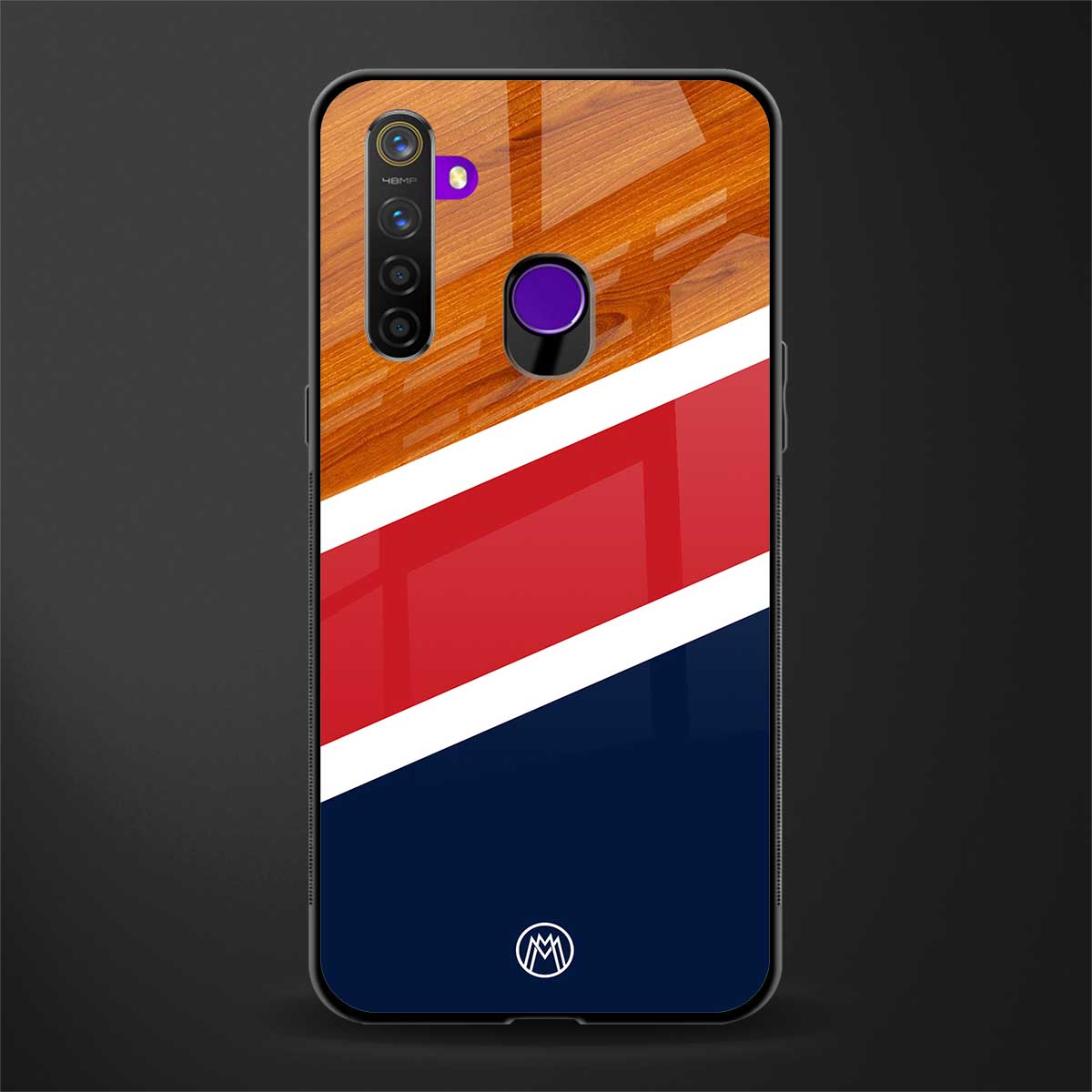 minimalistic wooden pattern glass case for realme 5s image