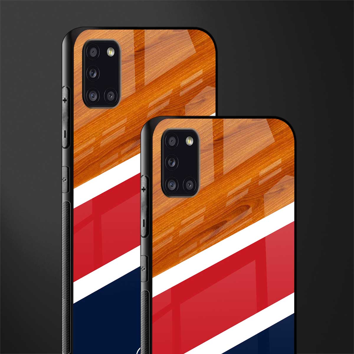 minimalistic wooden pattern glass case for samsung galaxy a31 image-2
