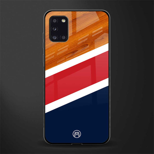 minimalistic wooden pattern glass case for samsung galaxy a31 image