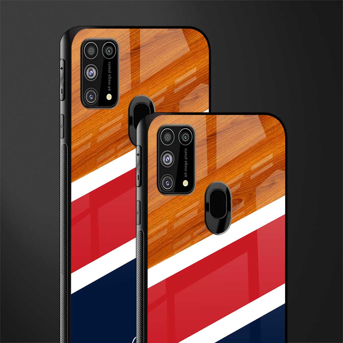 minimalistic wooden pattern glass case for samsung galaxy f41 image-2