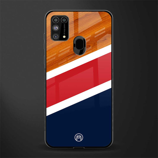 minimalistic wooden pattern glass case for samsung galaxy m31 image