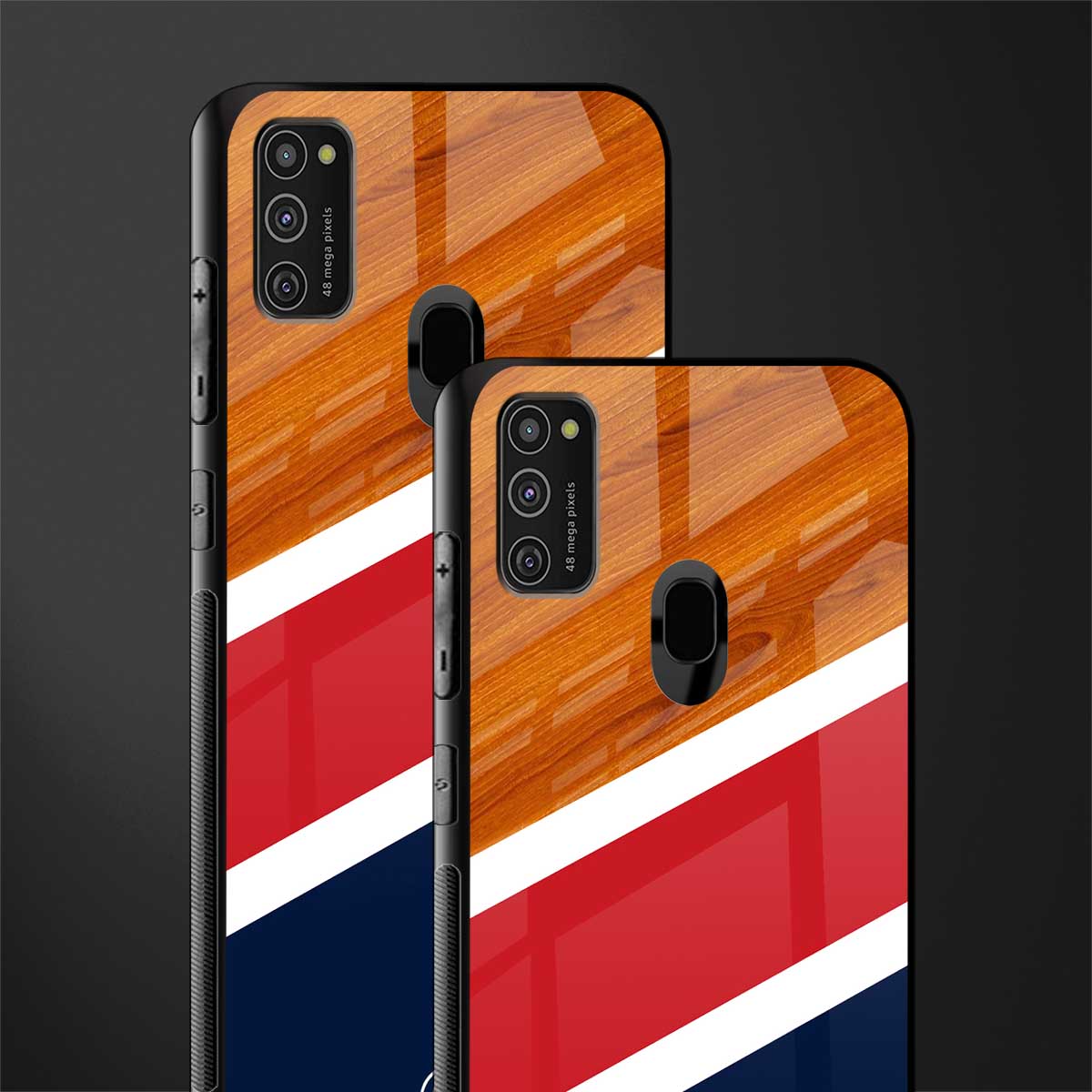 minimalistic wooden pattern glass case for samsung galaxy m21 image-2