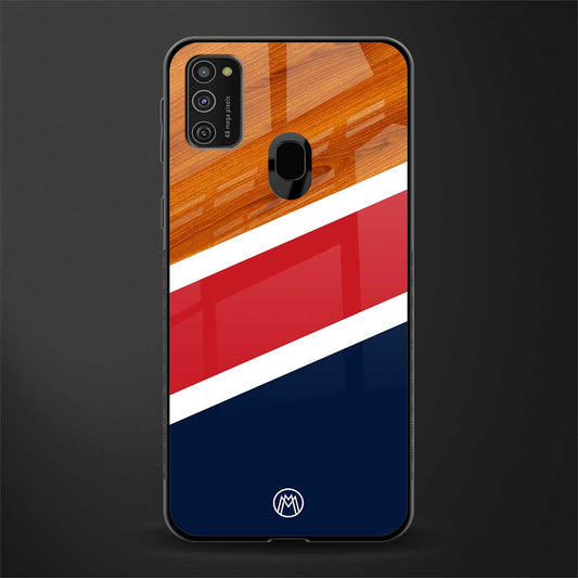minimalistic wooden pattern glass case for samsung galaxy m21 image