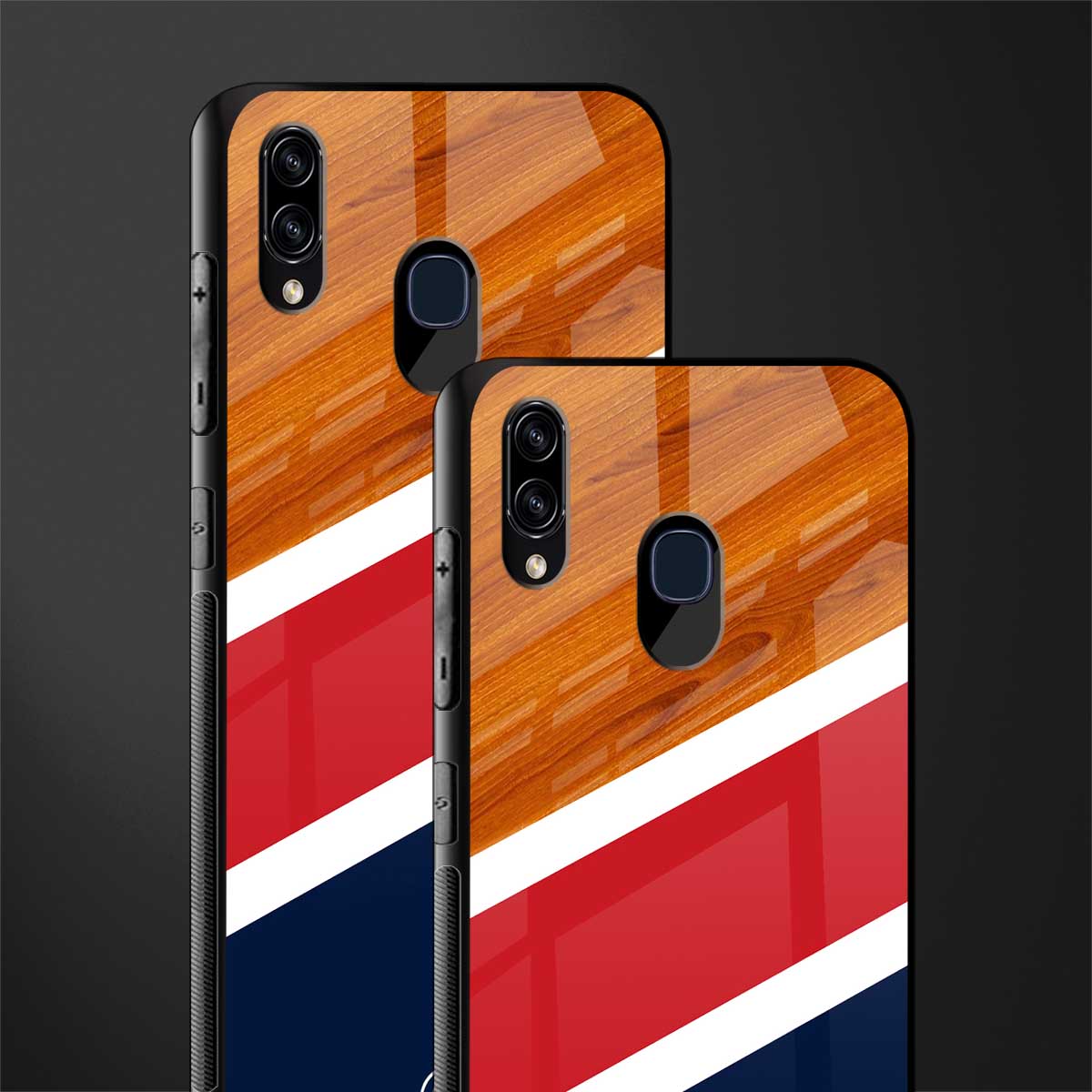 minimalistic wooden pattern glass case for samsung galaxy m10s image-2