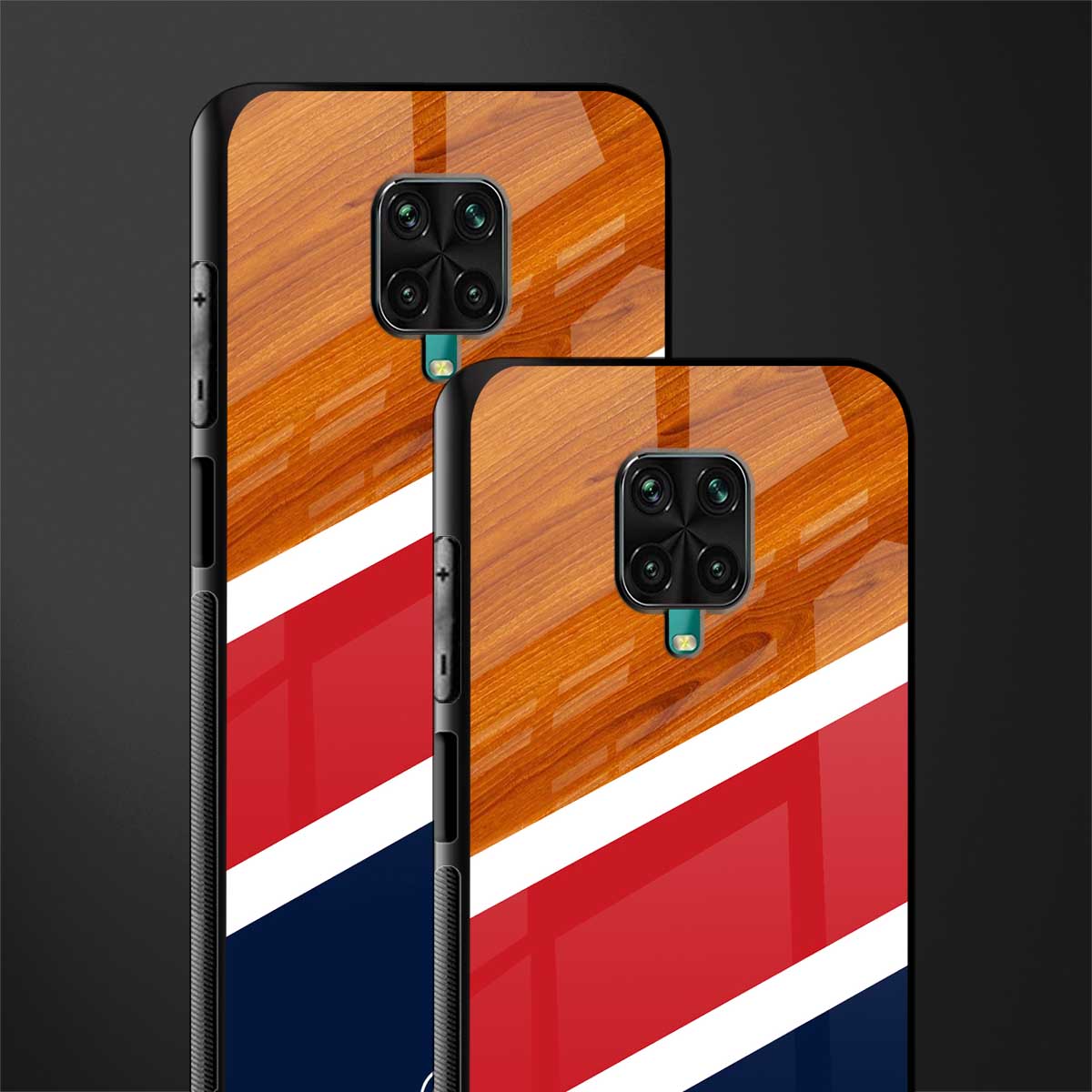 minimalistic wooden pattern glass case for redmi note 9 pro max image-2