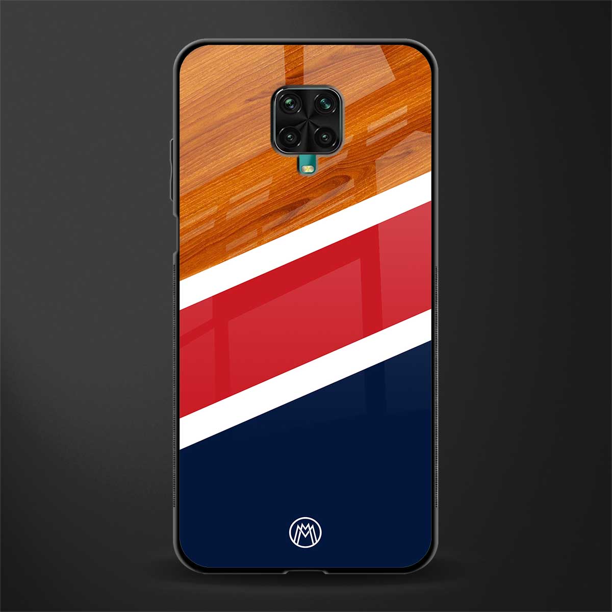 minimalistic wooden pattern glass case for redmi note 9 pro max image