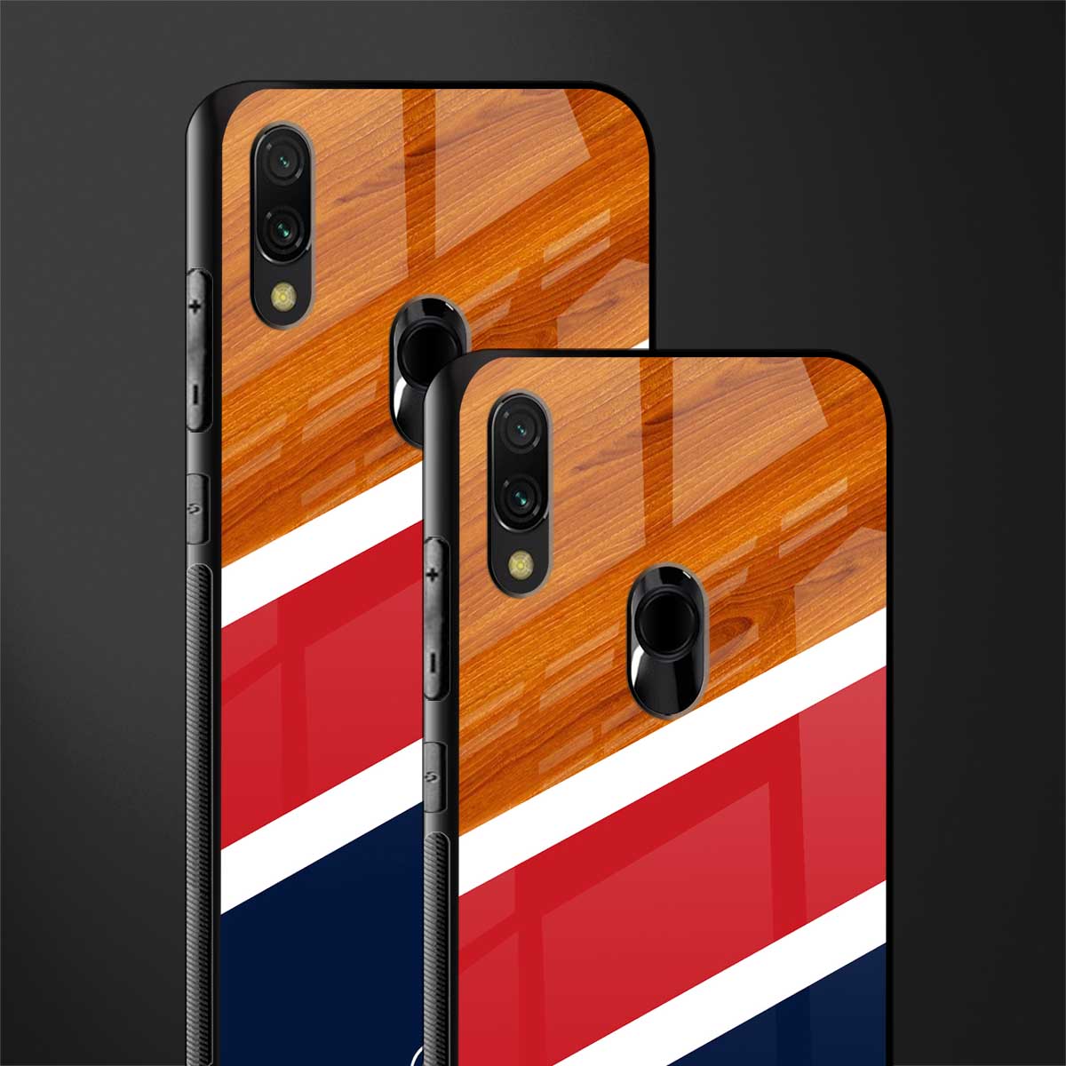minimalistic wooden pattern glass case for redmi 7redmi y3 image-2