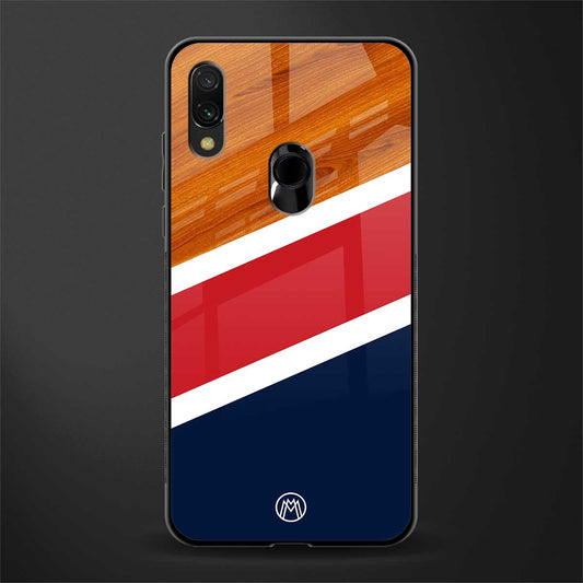 minimalistic wooden pattern glass case for redmi y3 image
