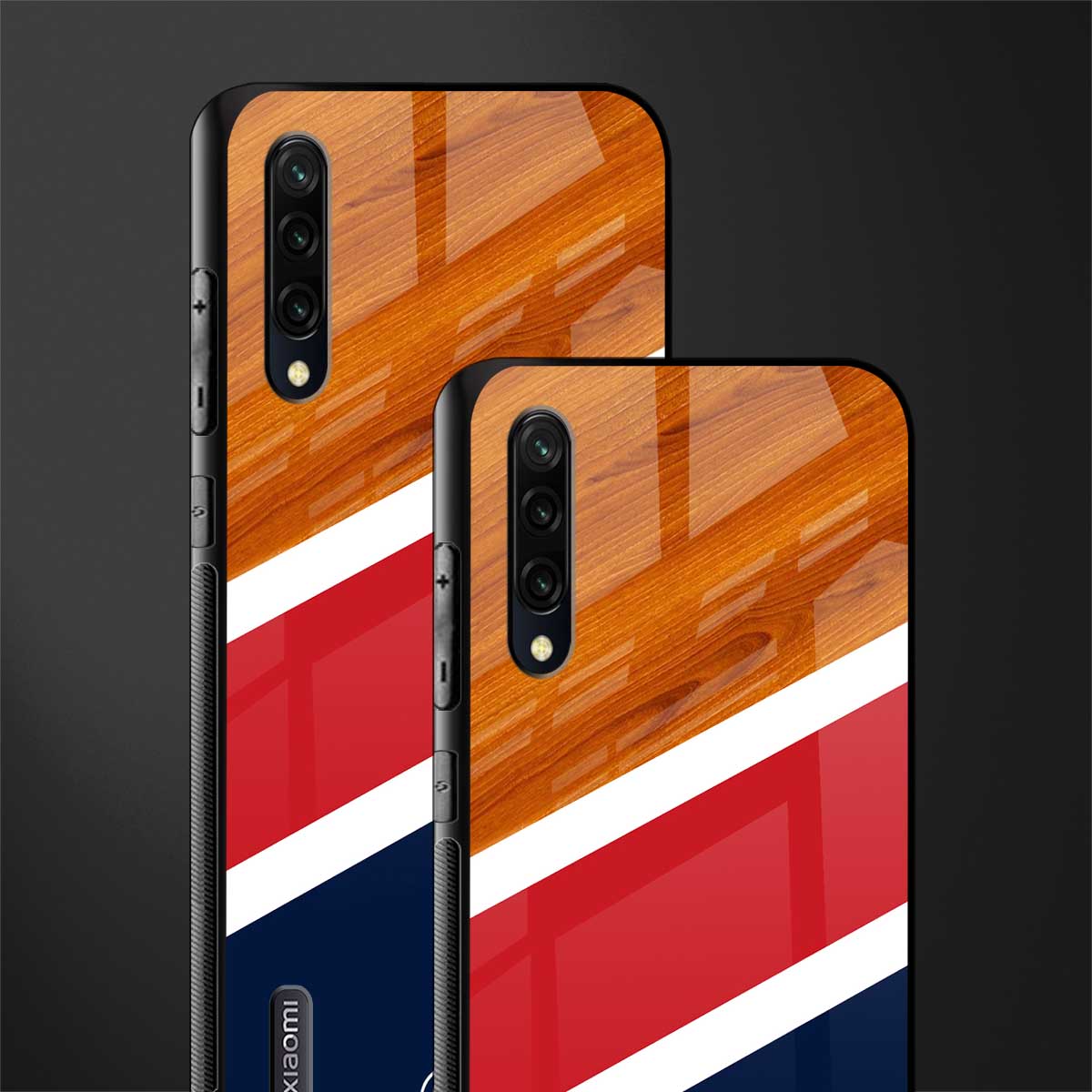 minimalistic wooden pattern glass case for mi a3 redmi a3 image-2