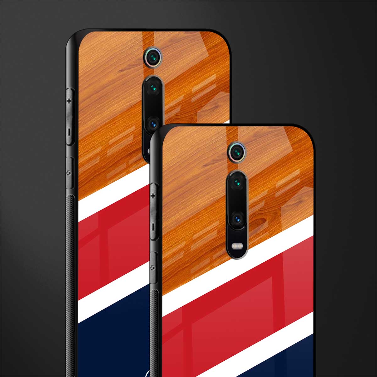 minimalistic wooden pattern glass case for redmi k20 pro image-2