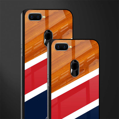 minimalistic wooden pattern glass case for oppo a12 image-2