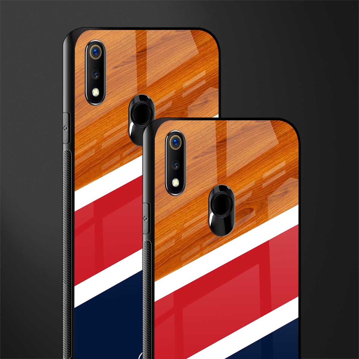 minimalistic wooden pattern glass case for realme 3 image-2