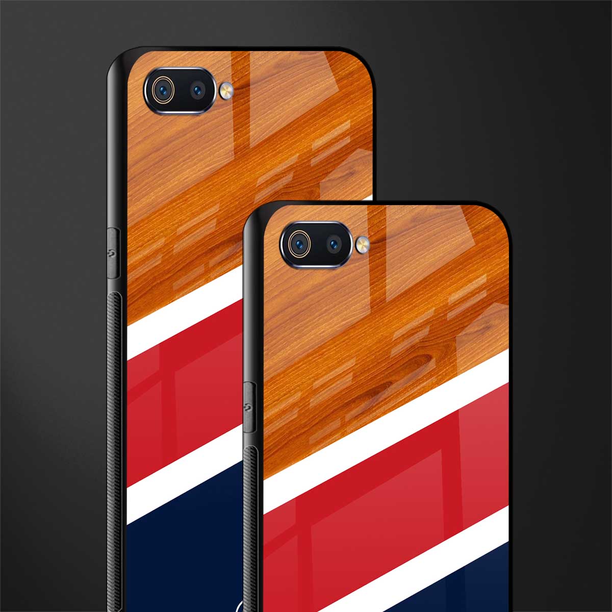 minimalistic wooden pattern glass case for realme c2 image-2