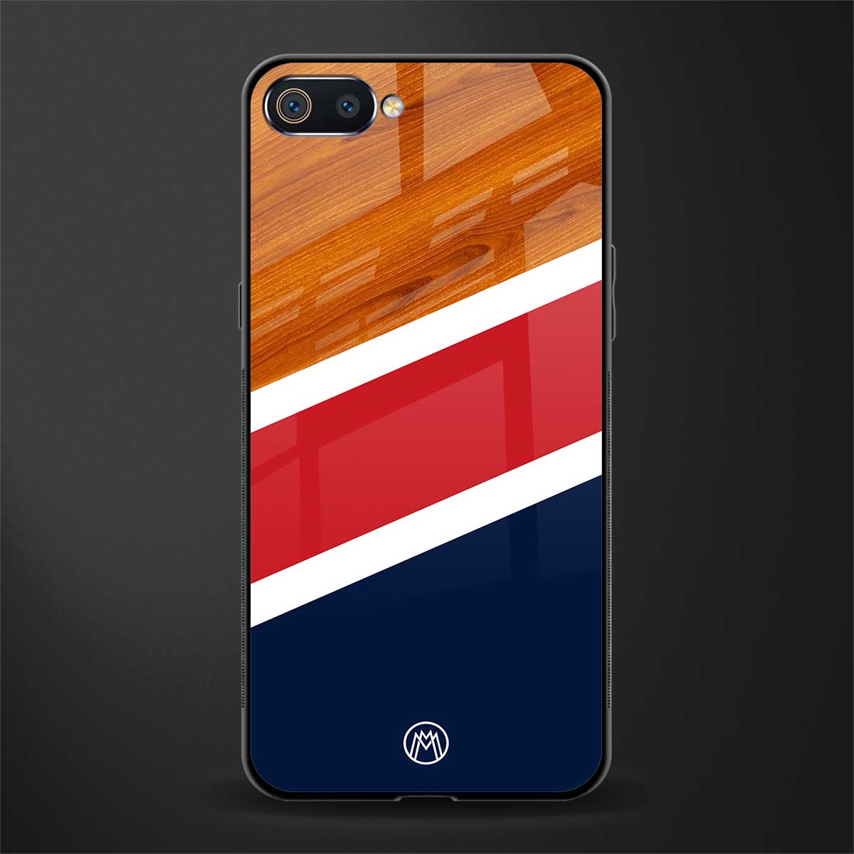 minimalistic wooden pattern glass case for realme c2 image