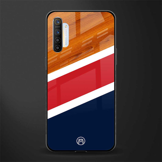 minimalistic wooden pattern glass case for realme xt image