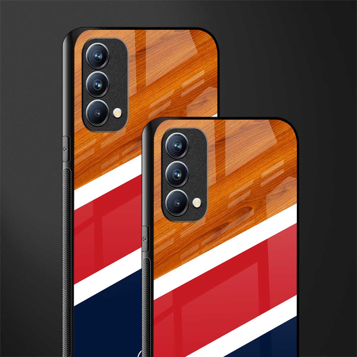 minimalistic wooden pattern glass case for oppo f19 image-2