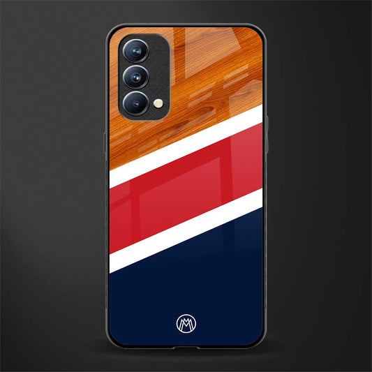 minimalistic wooden pattern glass case for oppo f19 image