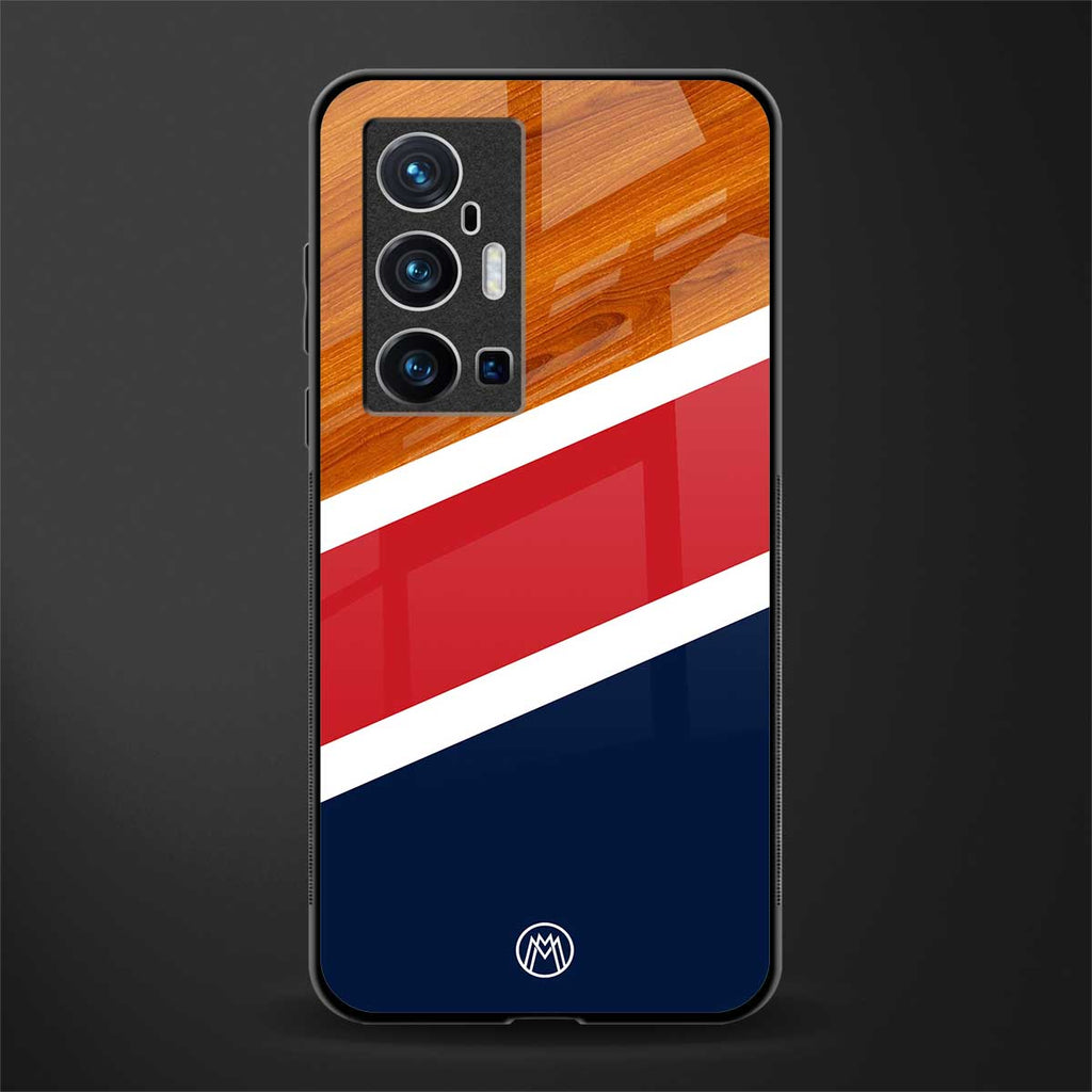 minimalistic wooden pattern glass case for vivo x70 pro plus image