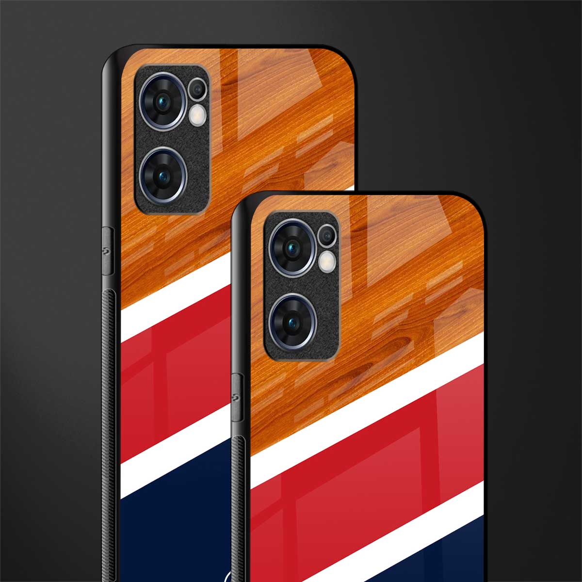minimalistic wooden pattern glass case for oppo reno7 5g image-2
