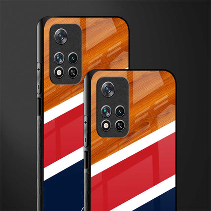 minimalistic wooden pattern glass case for poco m4 pro 5g image-2