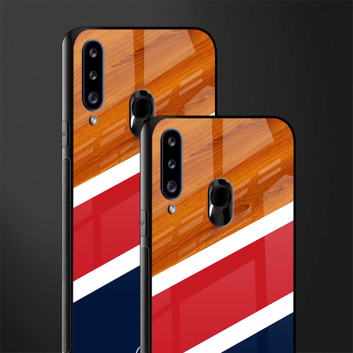 minimalistic wooden pattern glass case for samsung galaxy a20s image-2
